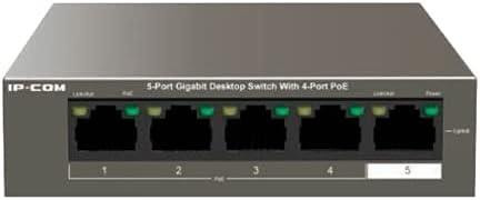 Ipcom Switch 5-Port 10/100MBPS Desktop PoE+ (30w per port) 58w Total