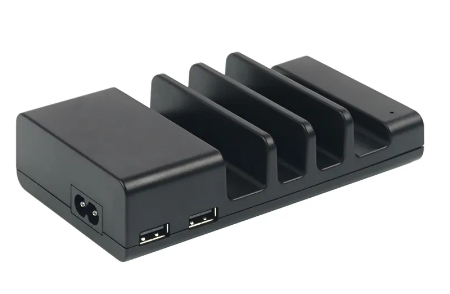 4 Port USB Charging Station For Phones Tablets Black UK Plug