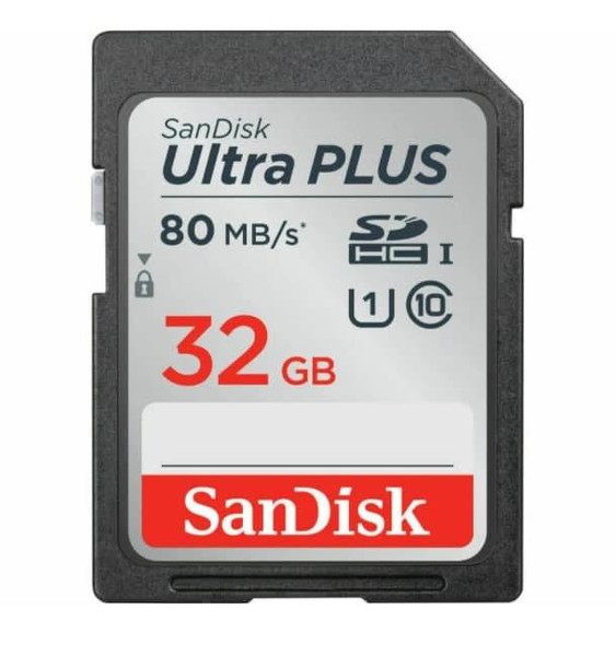 SanDisk Ultra Plus SDHC Class 10 80Mb/s Memory Card - 32GB