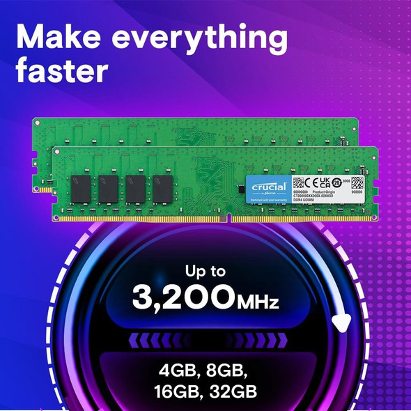 Crucial 8GB Desktop RAM Memory DDR4 UDIMM 3200MHz CT8G4DFRA32A.M8FE