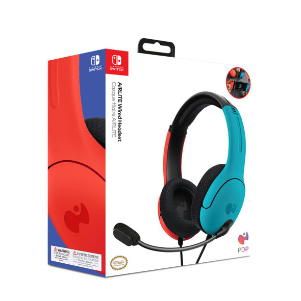 PDP LVL40 Wired Headset for Nintendo Switch - Blue/Red - Noise-Cancelling Mic