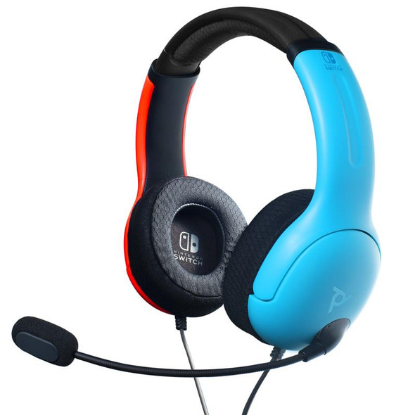PDP LVL40 Wired Headset for Nintendo Switch - Blue/Red - Noise-Cancelling Mic