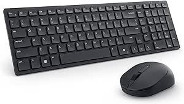 Dell KM555 Silent Wireless Keyboard and Ambidextrous Mouse - Black