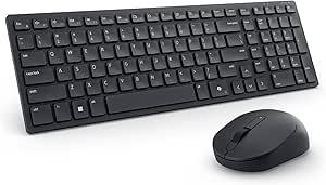 Dell KM555 Silent Wireless Keyboard and Ambidextrous Mouse - Black