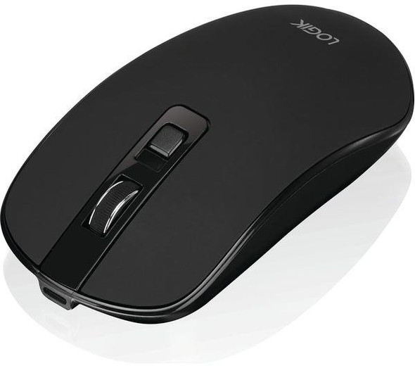 LOGIK LRCMWL25 Wireless Optical Mouse Black USB Rechargeable Ambidextrous