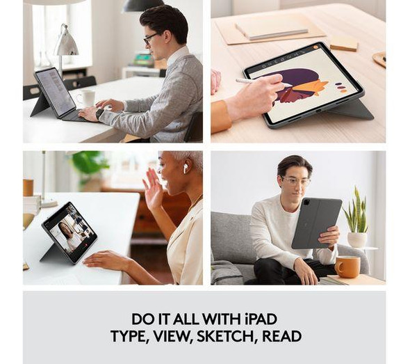 Logitech Combo Touch iPad Pro 12.9" Keyboard Folio Case Oxford Grey