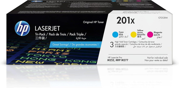 HP 201X Color LaserJet Toner Tri-Pack CF253XM - 3x 2,300 Pages HP 201X Color LaserJet Toner Tri-Pack CF253XM - 3x 2,300 Pages