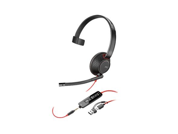 Poly Blackwire 5210 Mono Headset USB-C 3.5mm + USB-A Adapter 8X230AA