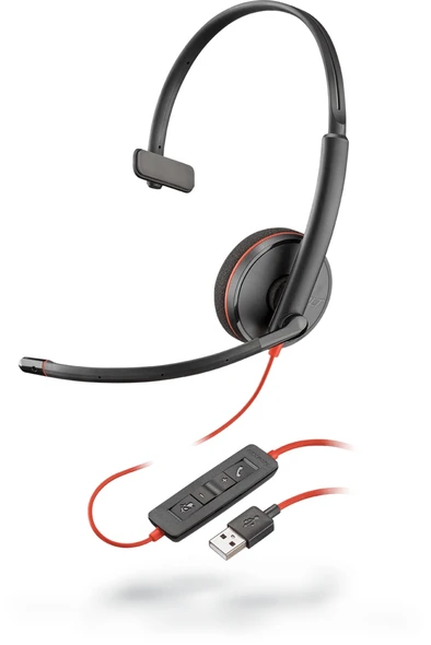 Poly Blackwire C3210 Monaural USB-A Wired Headset with Noise-Cancelling Mic