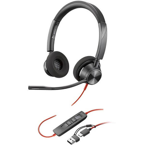 Poly Blackwire 3320-M Stereo USB-C Headset Microsoft Teams Noise Cancelling Mic