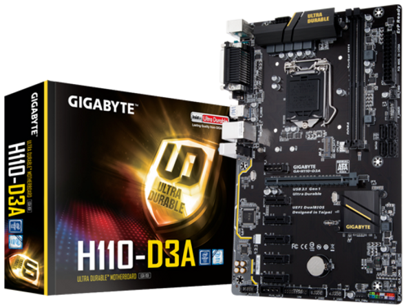 Gigabyte H110-D3A, Intel (LGA1151) DDR4 m.2 GB LAN, ATX Motherboard