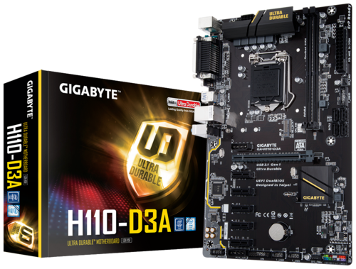 Gigabyte H110-D3A, Intel (LGA1151) DDR4 m.2 GB LAN, ATX Motherboard
