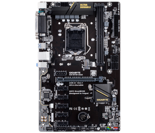 Gigabyte H110-D3A, Intel (LGA1151) DDR4 m.2 GB LAN, ATX Motherboard