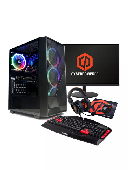 CyberpowerPC i3 12100F GTX 1650 500GB SSD Complete PC Gaming Bundle + Monitor