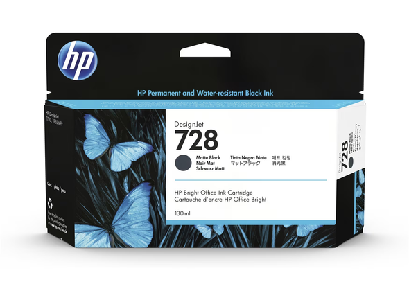 Genuine HP 728 Matte Black 130ml Ink Cartridge 3WX25A for DesignJet T730 T830