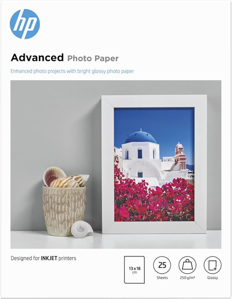 HP Q8696A Advanced Glossy Photo Paper 13x18cm 25 Sheets 250gsm