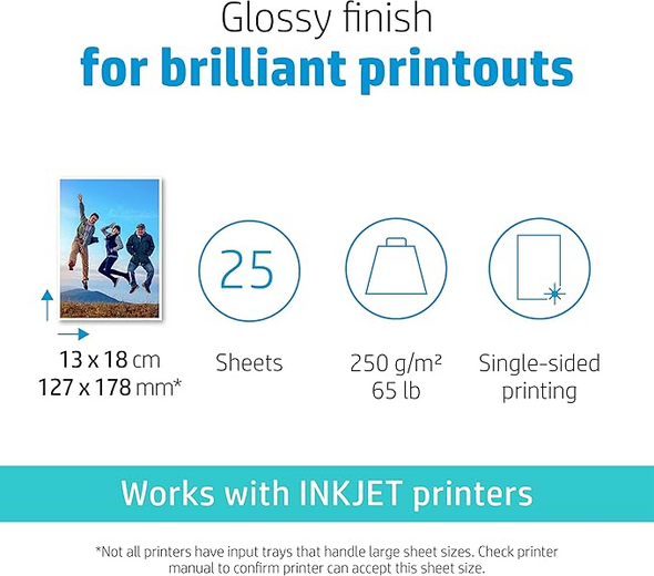 HP Q8696A Advanced Glossy Photo Paper 13x18cm 25 Sheets 250gsm