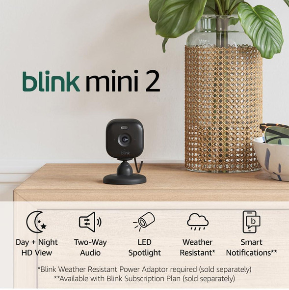 Blink Mini 2 2-Cam Full HD 1080p Smart Security Camera System Black
