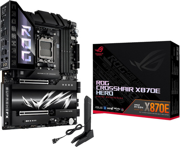 ASUS ROG Crosshair X870E Hero, AMD ATX motherboard DDR5 PCI-E 5.0 Wi-Fi 7