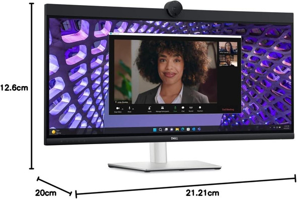 Dell P3424WEB 34" Curved WQHD Video Conferencing Monitor Webcam USB-C Hub