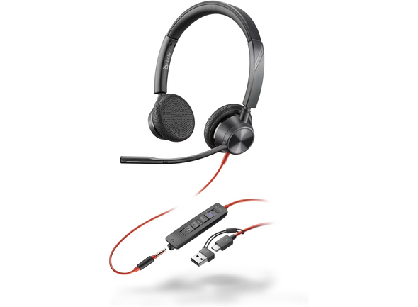 Poly Blackwire 3325 USB-C Headset 3.5mm Jack USB-C/A Adapter