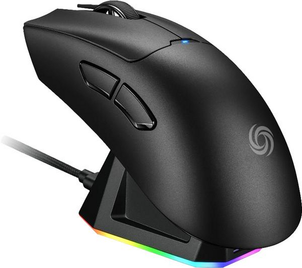 NOS M-750 Wireless Black Gaming Mouse RGB Rechargeable