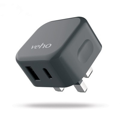 Veho 20W USB C & USB A Fast Charge Plug VAA-114-USB UK 3-Pin Power Delivery