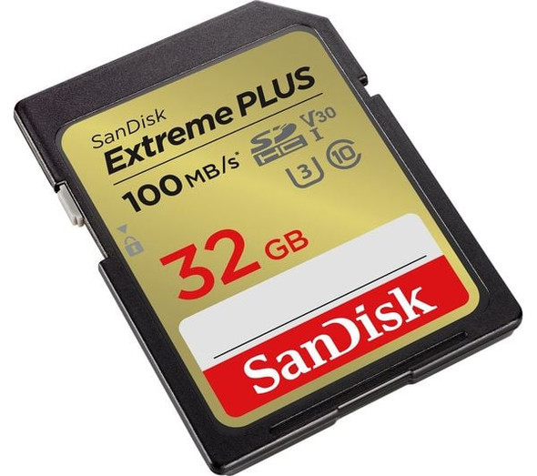 SanDisk Extreme Plus 32GB SDHC UHS-I U3 V30 Memory Card 100MB/s