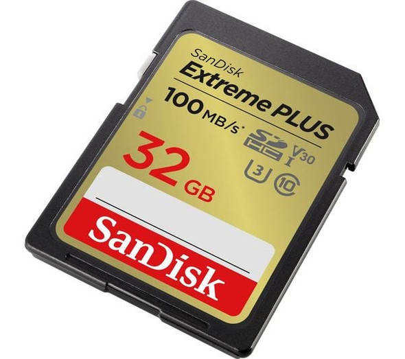 SanDisk Extreme Plus 32GB SDHC UHS-I U3 V30 Memory Card 100MB/s