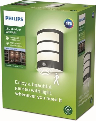 Philips Python LED Outdoor Wall Light Motion Sensor Anthracite IP44