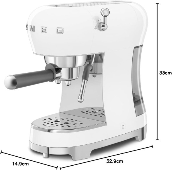 Smeg ECF02 Espresso Coffee Machine - White Barista Style Pump Coffee Maker