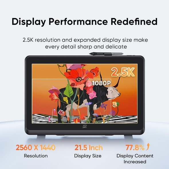 XPPen Artist Pro 22 Gen 2 Graphics Tablet 21.5 inch QHD Drawing Display