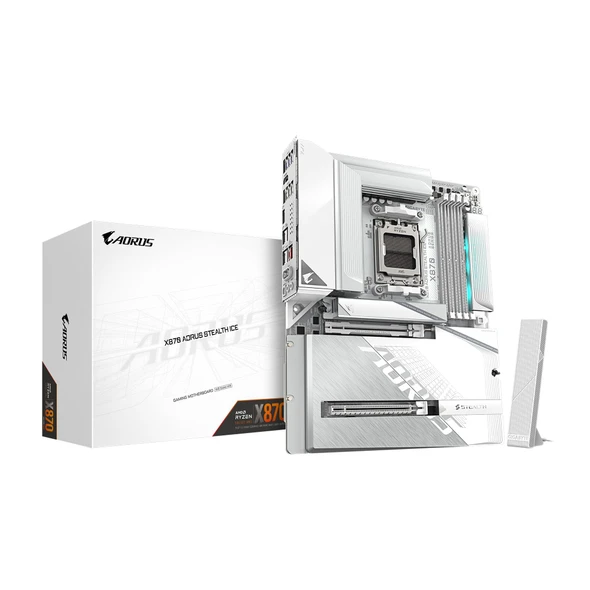 Gigabyte X870 AORUS STEALTH ICE AMD AM5 DDR5 Wi-Fi 7 White ATX Motherboard 