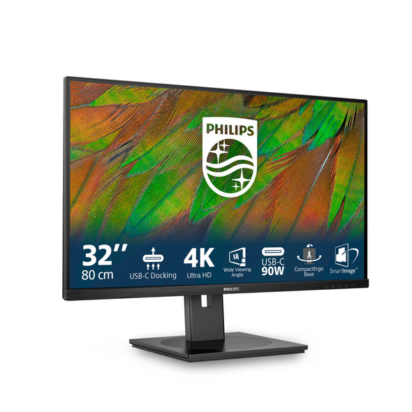 Philips 31.5" 4K UHD Business Monitor VA USB-C Docking 60Hz Flat PC Screen