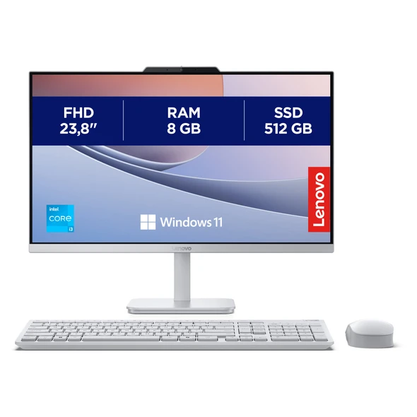 Lenovo A100 23.8" All-in-One PC i3-N305 8GB RAM 512GB SSD Windows 11 Home Grey