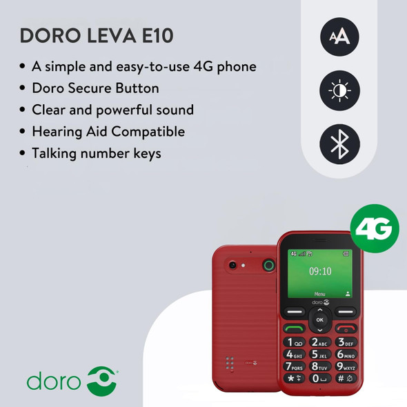 Doro Leva E10 4G Senior Mobile Phone Large Button Easy Feature Phone Black – image 2