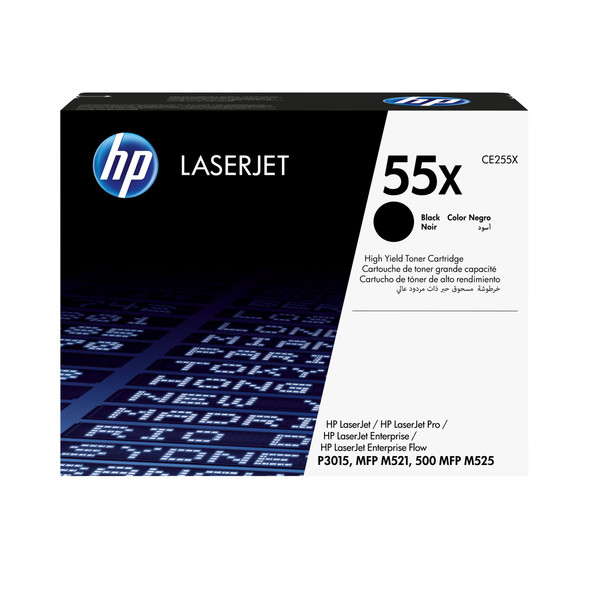 HP 55X High Yield Black Original LaserJet Toner Cartridge for P3015 M521 M525