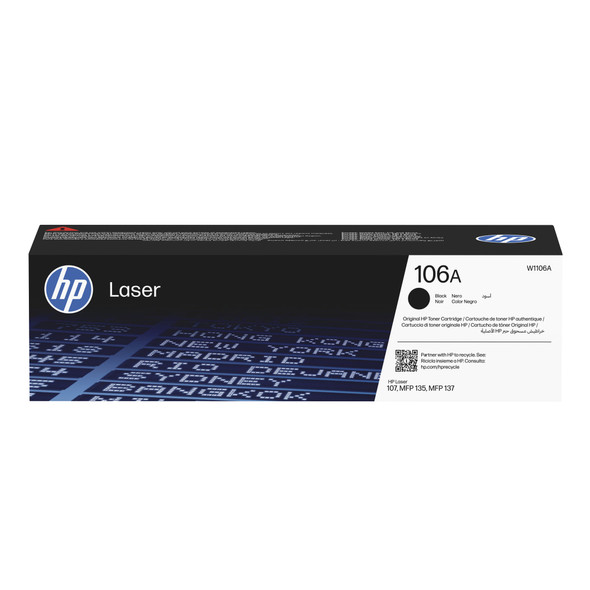 HP 106A Original Black Laser Toner Cartridge W1106A 1K Page Yield for Laser 107