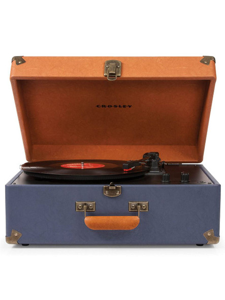 Crosley Keepsake USB Turntable, Vinyl Record Player, Blue/Tan
