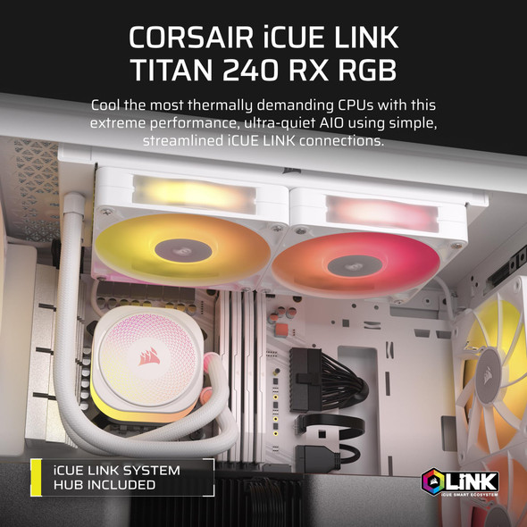 Corsair iCUE LINK TITAN 240 RX RGB White AIO Liquid CPU Cooler 