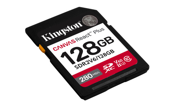 Kingston 128GB Canvas React Plus SDXC Memory Card UHS-II V60 280MB/s 4K Camera
