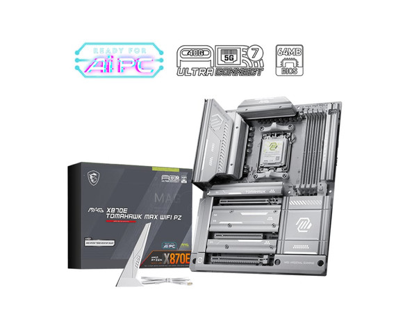 MSI MAG X870E TOMAHAWK MAX WIFI PZ AM5 ATX Gaming Motherboard White DDR5