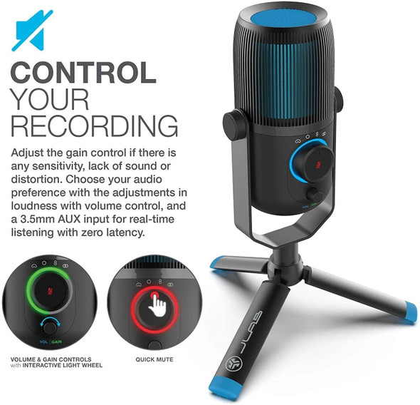 JLab Talk Desktop USB Microphone 96kHz 24Bit 4 Polar Patterns Streaming Gaming