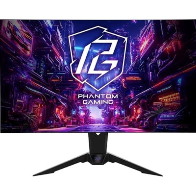 ASRock Phantom Gaming PGO32UFS 32 Inch 4K/ UHD (3840 x 2160) Flat WOLED Gaming Monitor, 240Hz 0.03ms (GTG) Response Time, 2 x HDMI 2.1 1 x DisplayPort 1.4, 1 x Type-C (DP Alt Mode / PD 15W), Height, Swivel, Tilt Adjustment, Integrated Wi-Fi Antenna (
