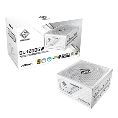 ASRock SL-1200GW 1200W ATX Power Supply Unit, 80 PLUS GOLD Certified, 135mm Striped Axial FDB Fan, High Efficiency PSU