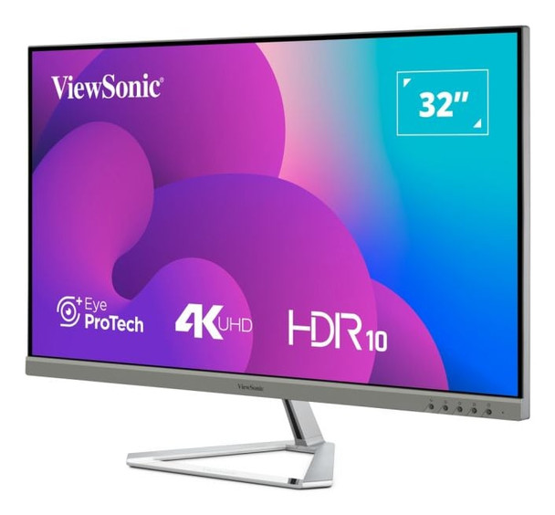 Viewsonic VX3276-4K-mhd 32 Inch 4K Entertainment Gaming Monitor, 60Hz, 4ms, Speakers, Dual HDMI, Display Port, Mini Display Port, VESA, Silver