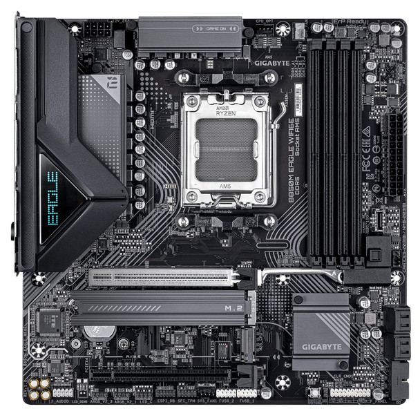 Gigabyte B850M Eagle WIFI6E AMD AM5 Socket Motherboard, Micro-ATX, 4x DDR5 Slots, 2x M.2 Sockets, Fitted I/O Shield, 2.5GbE LAN, Wi-Fi 6E, 2x DisplayPorts / 1x HDMI Port