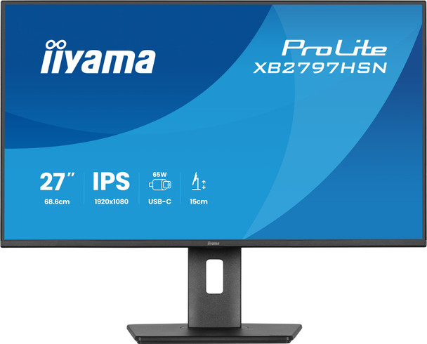 iiyama PROLITE XB2797HSN-B1 27 inch IPS Monitor, Full HD, 1ms, HDMI, DisplayPort, Freesync, 100Hz, Speakers, Black, Internal PSU