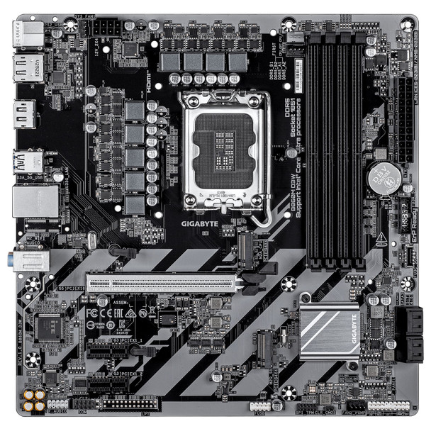 Gigabyte B860M D3W Intel 1851 Socket Motherboard, Micro-ATX, 4x DDR5 Slots, 2x M.2 Sockets, GbE LAN, 2x DisplayPorts / 1x HDMI Port