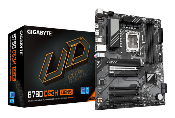 Gigabyte B760 DS3H GEN5 Intel 1700 Socket Motherboard, ATX, 4x DDR5 Slots, 2x M.2 Sockets, GbE LAN, 1x DisplayPort / 1x HDMI Port